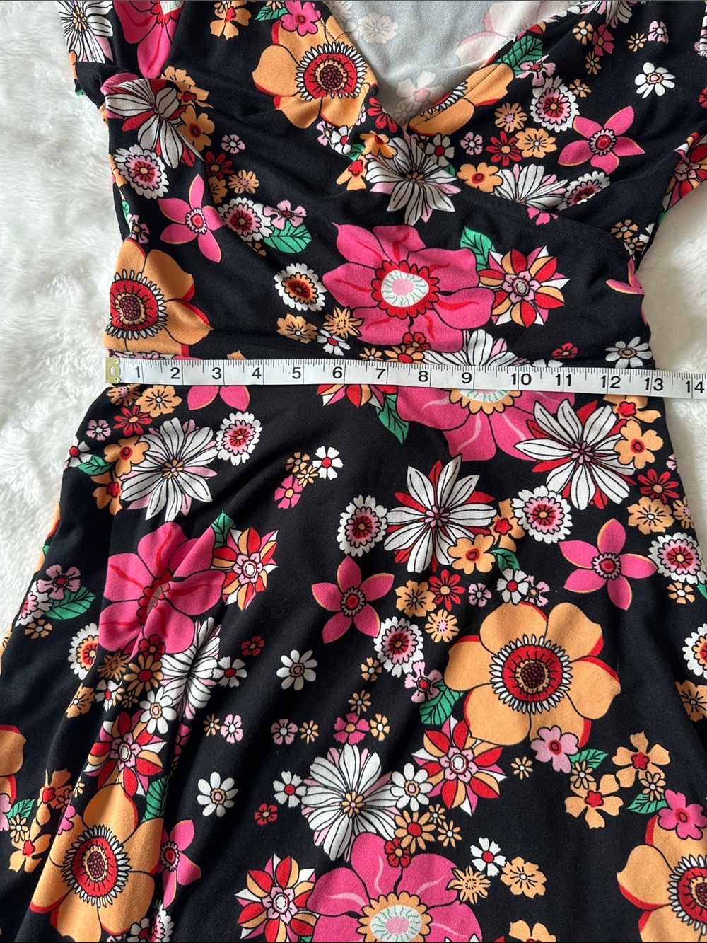 REBEL SUGAR Floral Faux Wrap Dress  SzM Feminine Flowy Boho Flattering Festival - Picture 12 of 12